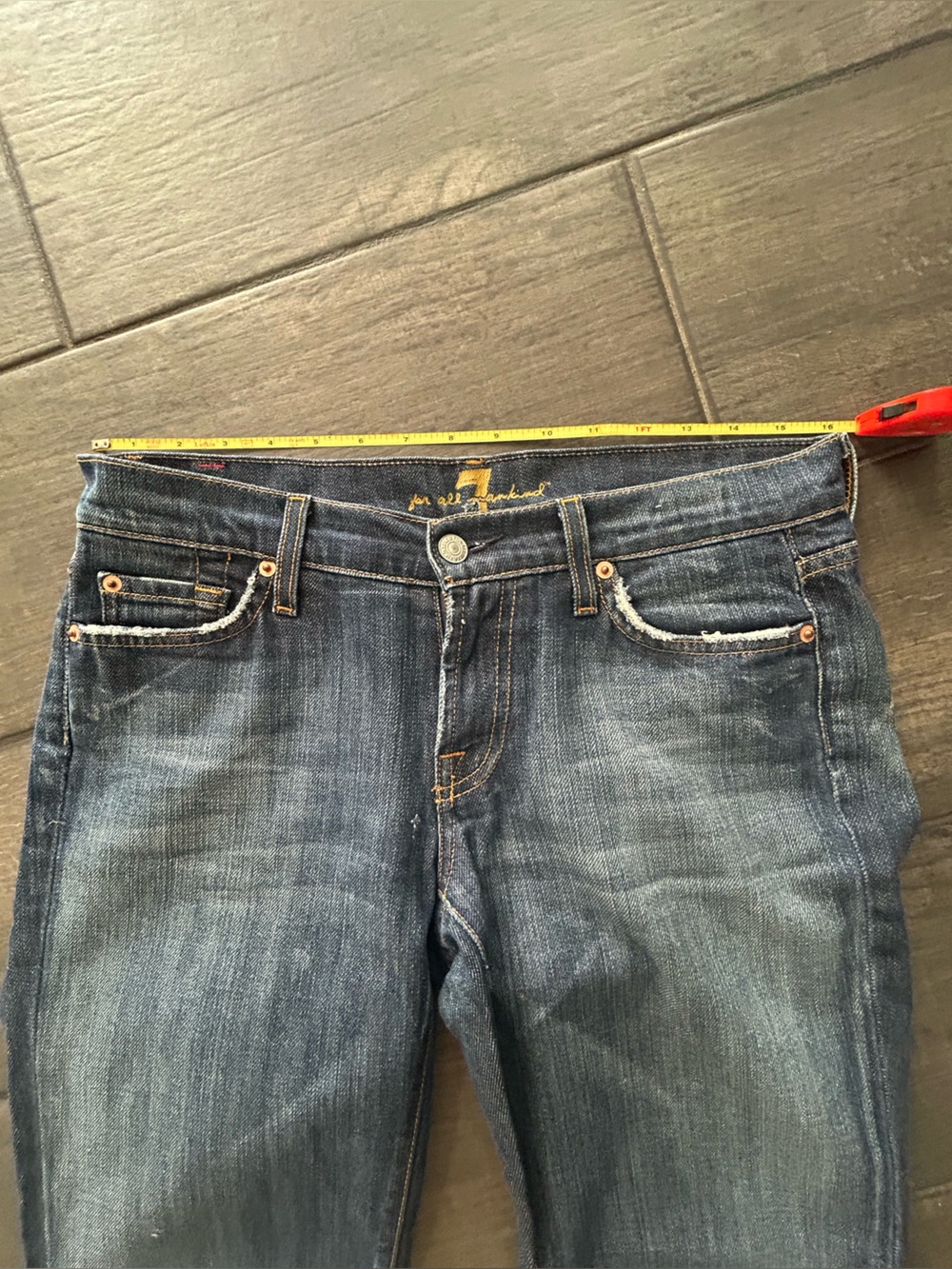 7 for all Mankind sz 28 dark rinse jeans - Picture 5 of 7